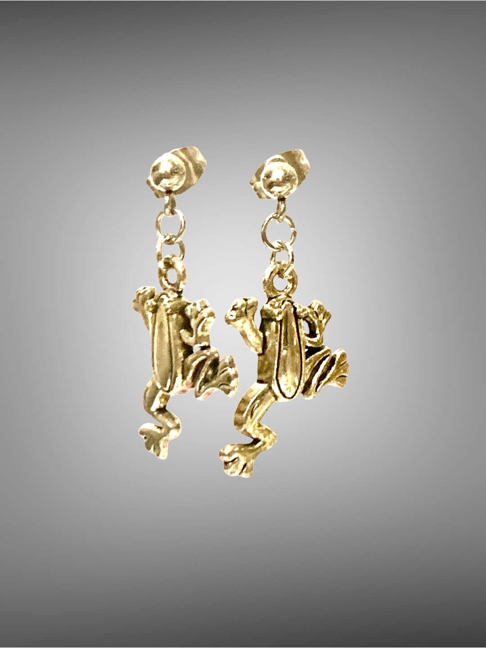 Gold Frog Drop Earrings for Women